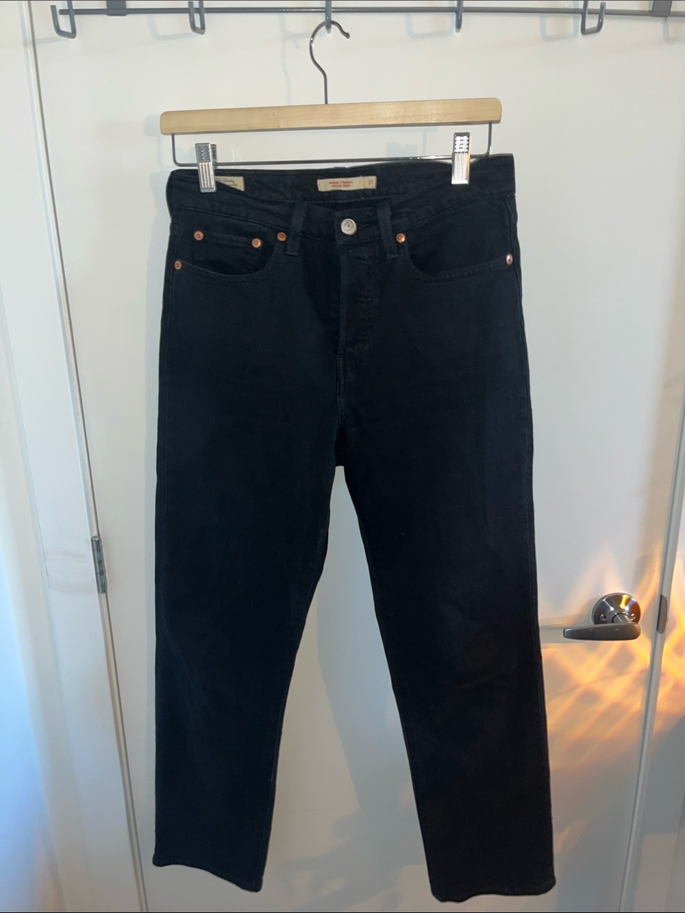 Black Women’s High-Rise Straight Jeans